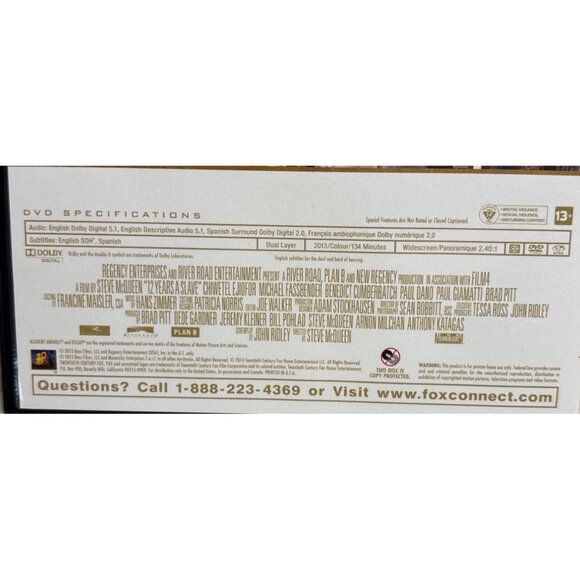 12 Years A Slave DVD Academy Award Winner Best Picture 2013 Movie - Picture 3 of 5
